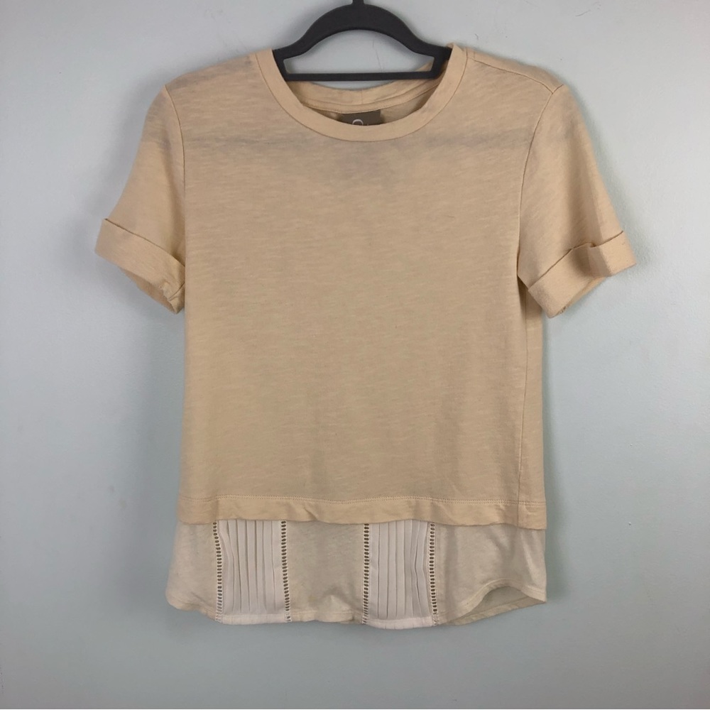 Anthropologie Dolan Left Coast Zahra Cream Cuffed Layered Look Top Size …